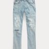 AZURE Ralph Lauren Damen Jeans mit geradem Bein und verkürzter Länge