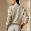 Beige Ralph Lauren Cable Bear Seidenpullover für Damen