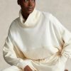 Beige Ralph Lauren Damen-Sweatshirts mit Trichterhalsausschnitt und Einsätzen aus Fleece