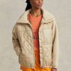 Beige Ralph Lauren Hybrid-Jacken mit hochflorigem und Ripstop-Einsatz für Damen