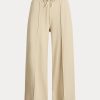 Beige Ralph Lauren – Kurze Fleecehose mit weitem Bein für Damen