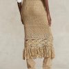 Beige Ralph Lauren Pointelle-Strickröcke mit Makramee-Fransen für Damen