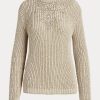 Beige Ralph Lauren Rollkragenpullover aus Seide mit Verzierung für Damen