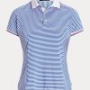 Blau/Weiß gestreifte Jersey-Poloshirts von Ralph Lauren für Damen