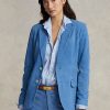 Blaue Blazer aus Lammfell-Wildleder für Damen von Ralph Lauren
