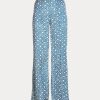 Blaue Damenhose aus Satin mit weitem Bein und Sternenmotiv von Ralph Lauren
