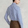 Blaue formelle Hemden aus gestreifter Popeline von Ralph Lauren Regent Custom Fit für Herren