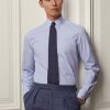 Blaue formelle Hemden aus Popeline mit Bengalstreifen und Umschlagmanschetten für Herren von Ralph Lauren