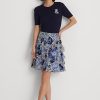Blaue Georgette-Röcke mit floralem Rüschenbesatz von Ralph Lauren für Damen