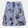 Blaue Georgette-Röcke mit floralem Rüschenbesatz von Ralph Lauren für Damen