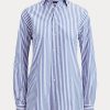 Blaue gestreifte Baumwollhemden „Adrien“ von Ralph Lauren für Damen