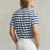 Blaue Herren Ralph Lauren Classic Fit gestreifte Jersey-T-Shirts