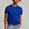 Blaue Herren Ralph Lauren Custom Slim Fit Rundhals-T-Shirts