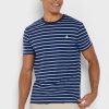 Blaue Herren Ralph Lauren gestreifte Rundhals-T-Shirts