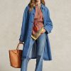 Blaue Ralph Lauren-Automäntel aus Baumwoll-Seiden-Mischgewebe für Damen