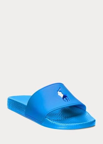 Blaue Ralph Lauren Big Pony Hausschuhe für Damen