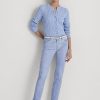 Blaue Ralph Lauren Coated Mid-Rise Straight Ankle Jeans für Damen