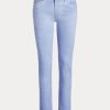 Blaue Ralph Lauren Coated Mid-Rise Straight Ankle Jeans für Damen