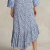 Blaue Ralph Lauren Crêpe-Röcke mit Blumenmuster und Rüschen für Damen