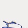 Blaue Ralph Lauren Ellington Sandalen aus geprägtem Leder für Damen