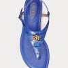 Blaue Ralph Lauren Ellington Sandalen aus geprägtem Leder für Damen