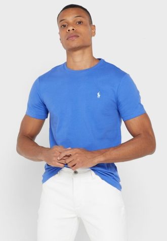 Blaue Ralph Lauren Essential T-Shirts mit Rundhalsausschnitt für Herren