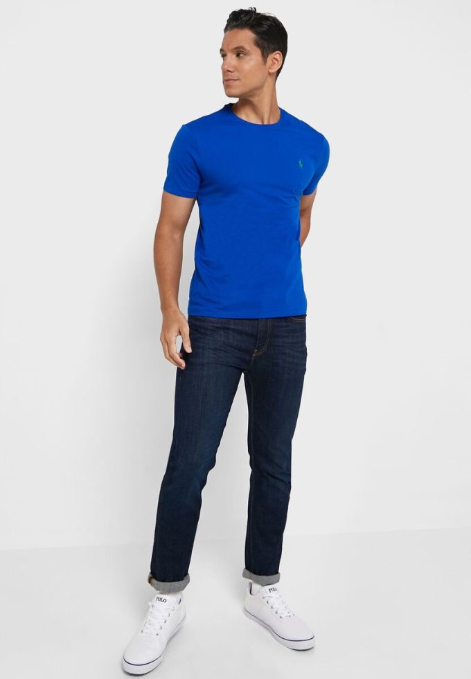 Blaue Ralph Lauren Essential T-Shirts mit Rundhalsausschnitt für Herren