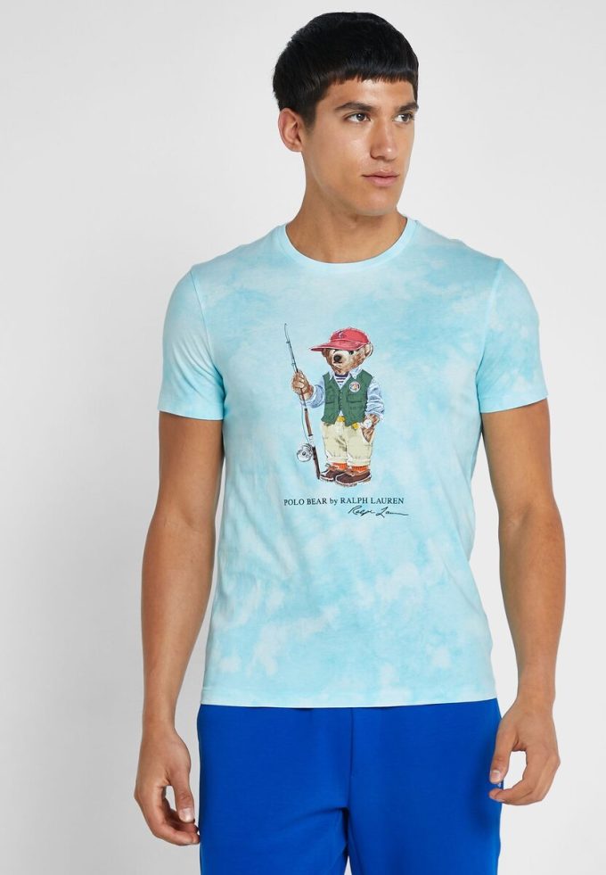 Blaue Ralph Lauren Graphic T-Shirts mit Rundhalsausschnitt für Herren