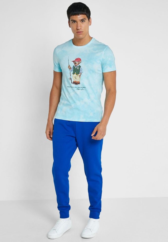 Blaue Ralph Lauren Graphic T-Shirts mit Rundhalsausschnitt für Herren