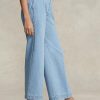 Blaue Ralph Lauren High-Rise Cropped-Jeans mit weitem Bein für Damen