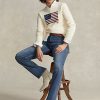 Blaue Ralph Lauren High-Rise Straight Jeans für Damen
