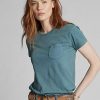 Blaue Ralph Lauren Indigo Cotton Pocket T-Shirts für Damen