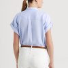 Blaue Ralph Lauren-Leinenhemden mit Dolman-Ärmeln für Damen