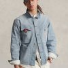 Blaue Ralph Lauren Micro-Check Indigo-Jeansjacken für Herren