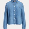 Blaue Ralph Lauren Oversize-Jeanshemden für Damen