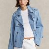 Blaue Ralph Lauren Oversize-Jeansmäntel im Boxy-Fit für Damen