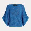 Blaue Ralph Lauren Oversize-Pullover aus Baumwollmischung mit Netzstoff für Damen
