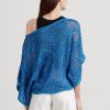Blaue Ralph Lauren Oversize-Pullover aus Baumwollmischung mit Netzstoff für Damen