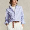 Blaue Ralph Lauren Oxford-Hemden im Classic Fit für Damen