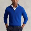 Blaue Ralph Lauren Pullover aus Baumwolle mit Viertelreißverschluss und Netzstrick für Herren