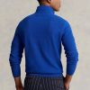 Blaue Ralph Lauren Pullover aus Baumwolle mit Viertelreißverschluss und Netzstrick für Herren
