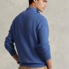 Blaue Ralph Lauren Pullover aus Baumwolle mit Viertelreißverschluss und Netzstrick für Herren