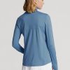 Blaue Ralph Lauren Stretch-Jersey-Sweatshirts mit Viertelreißverschluss für Damen