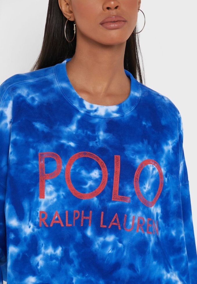Blaue Ralph Lauren Strick-Sweatshirts mit Rundhalsausschnitt für Damen