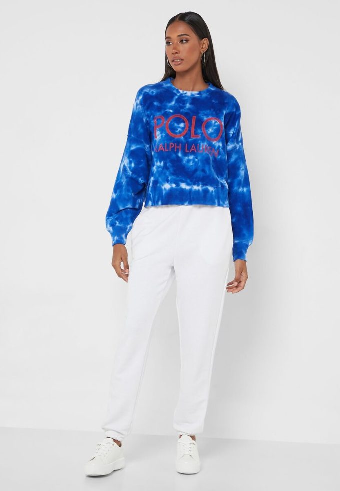 Blaue Ralph Lauren Strick-Sweatshirts mit Rundhalsausschnitt für Damen