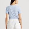 Blaue Ralph Lauren T-Shirts aus Stretch-Baumwolle für Damen