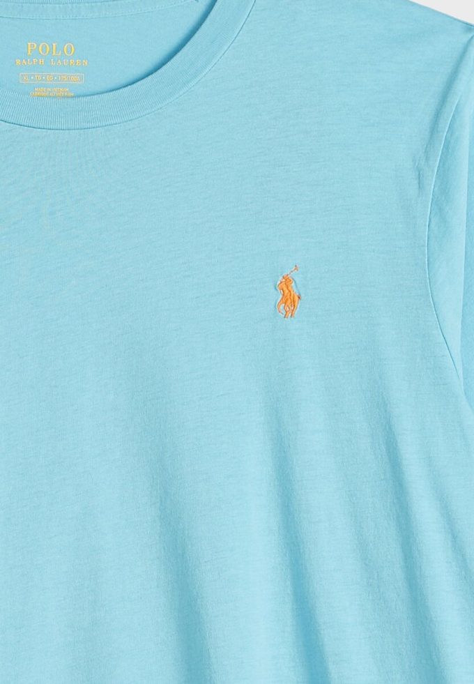 Blaue Ralph Lauren T-Shirts mit Rundhalsausschnitt für Damen