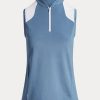 Blaue ärmellose Piqué-Hemden im Tailored Fit von Ralph Lauren für Damen