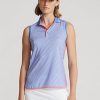 Blaue ärmellose Poloshirts von Ralph Lauren Performance für Damen
