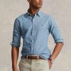 Blaue Slim Fit Chambray-Hemden für Herren von Ralph Lauren